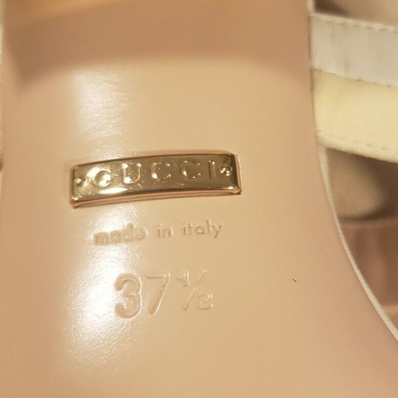 Gucci Kid Scamosciato White Women's Sandles Size 37.5 - Picture 7 of 9